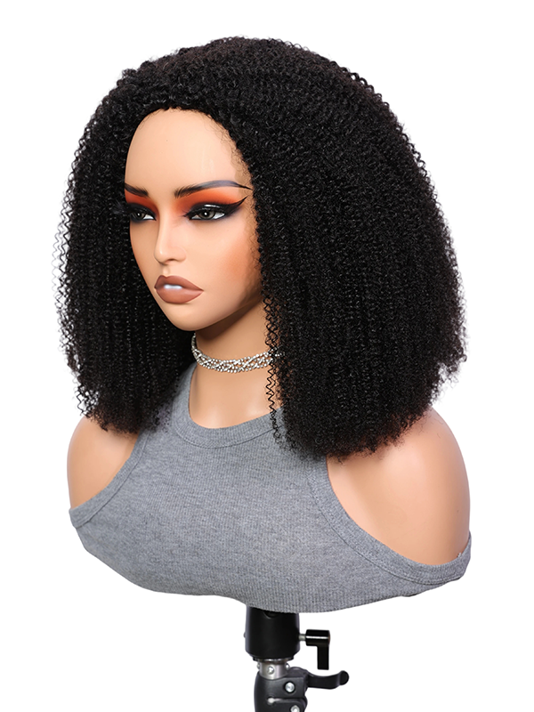 Lwigs Most-Fit Afro Kinky Curly Put On & Go Invisible Drawstring Seamless Flip Over 3 In 1 Half Wig UD09