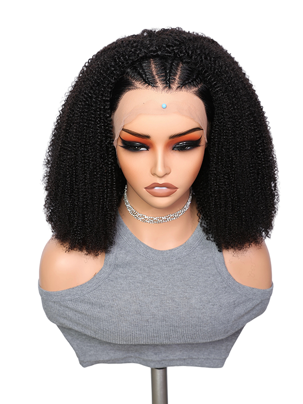 Lwigs Most-Fit Afro Kinky Curly Put On & Go Invisible Drawstring Seamless Flip Over 3 In 1 Half Wig UD09