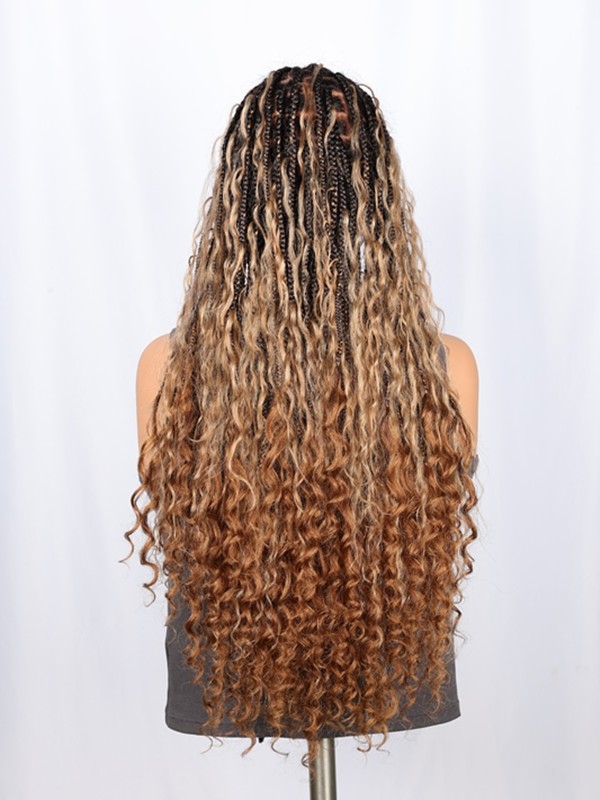 2025 Trends Pre-Braided Style Ombre Color Pre-Knotless PartingMax Glueless HD Full Lace Silky Straight Long Braided Wig Lwigs721