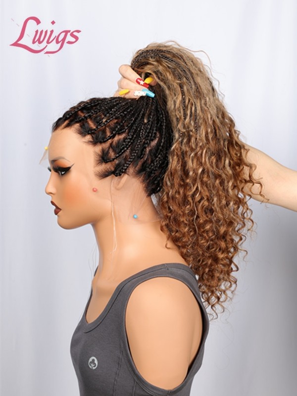 2025 Trends Pre-Braided Style Ombre Color Pre-Knotless PartingMax Glueless HD Full Lace 26 Inches Long Braided Wig Lwigs721