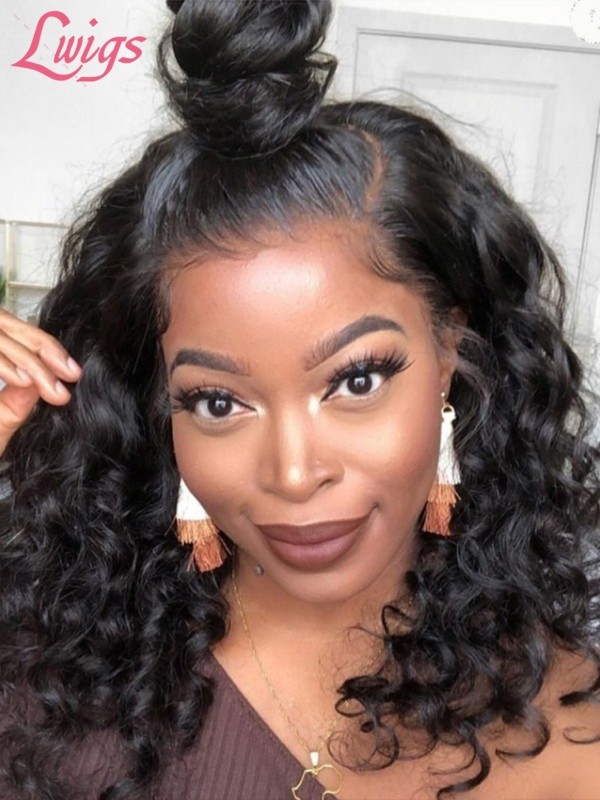 Invisible HD Dream Lace Wig Short Deep Wave Lace Frontal Wigs Pre Plucked Hairline Single Knots Bleached Virgin Human Hair Wig Lwigs329