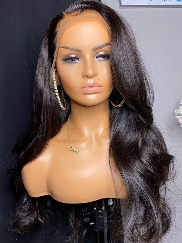 Natural Color Wig For Beginners High Ponytail Brazilian Hair 360 HD Lace Wigs Pre Plucked And Bleached Body Wave Hair Styles 360W03