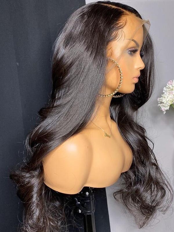 Natural Color Wig For Beginners High Ponytail Brazilian Hair 360 HD Lace Wigs Pre Plucked And Bleached Body Wave Hair Styles 360W03