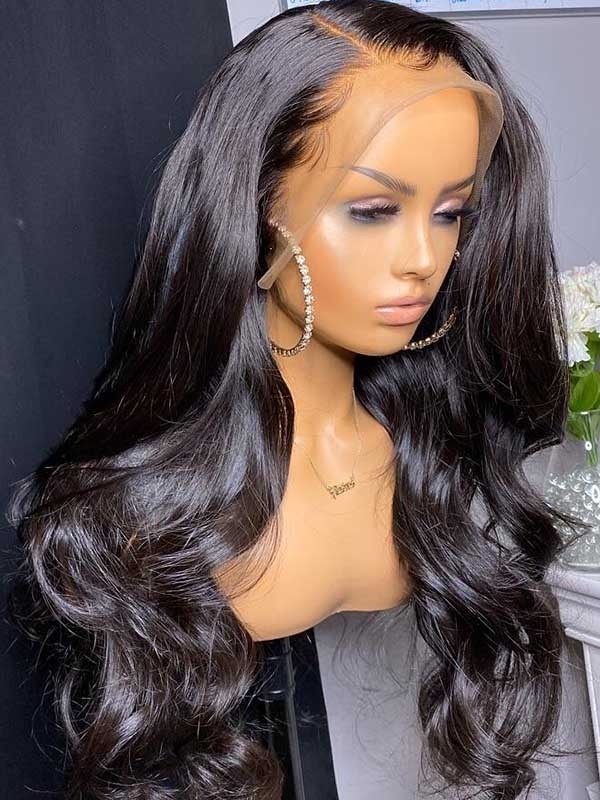 Natural Color Wig For Beginners High Ponytail Brazilian Hair 360 HD Lace Wigs Pre Plucked And Bleached Body Wave Hair Styles 360W03