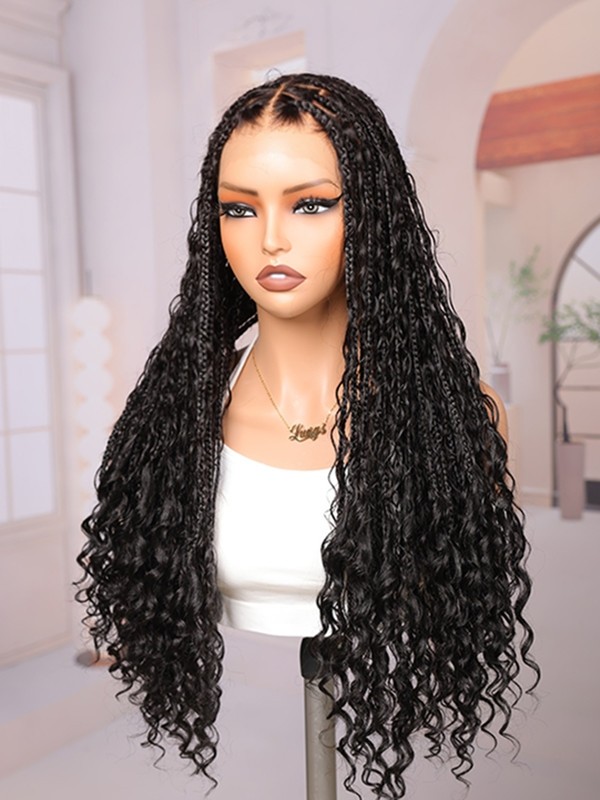 Lwigs Most-Fit Cap 180% Density Invisible Drawstring Real Skinlike HD Full Lace Knotless Long Braided Wig UD03