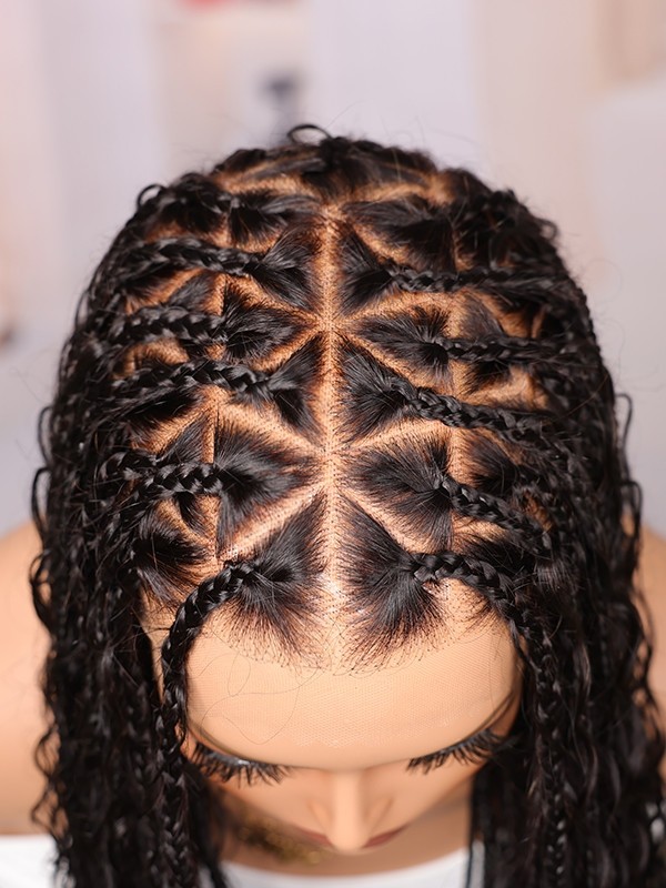 Lwigs Most-Fit Cap 180% Density Invisible Drawstring Real Skinlike HD Full Lace Knotless Long Braided Wig UD03