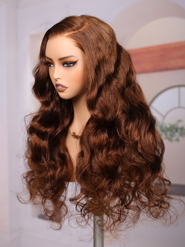 Lwigs Most-Fit Cap Chocolate Brown #4A Body Wave Versatile Styling C-Part 11x6 Lace Frontal Wigs UD14