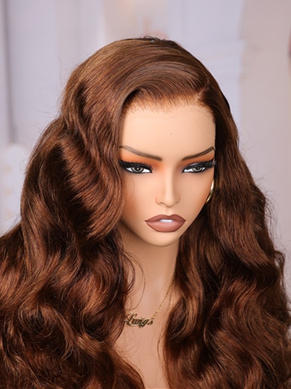 Lwigs Most-Fit Cap Chocolate Brown #4A Body Wave Versatile Styling C-Part 11x6 Lace Frontal Wigs UD14