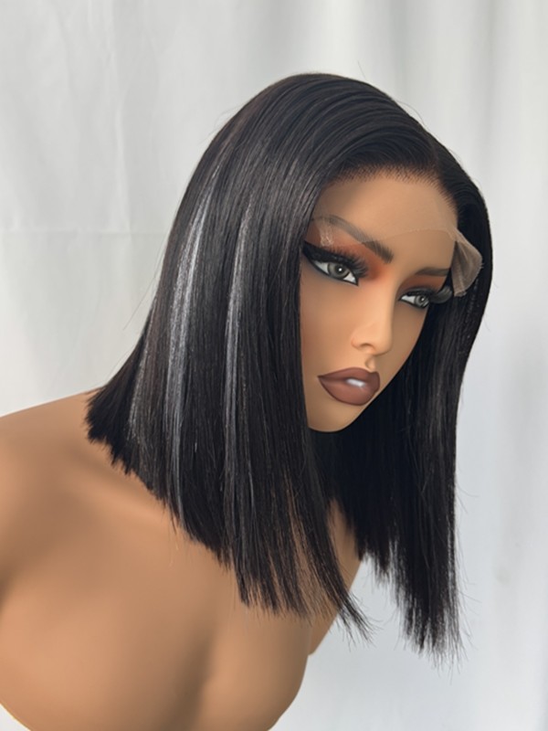 Lwigs Bleached Knots Silky Straight Brazilian Human Hair Short Bob Dress-up 5x5 HD Lace Closure Wigs Pre Plucked Hairline Lwigs719