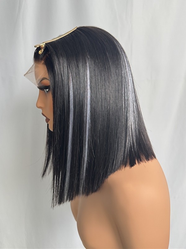 Lwigs Bleached Knots Silky Straight Brazilian Human Hair Short Bob Dress-up 5x5 HD Lace Closure Wigs Pre Plucked Hairline Lwigs719