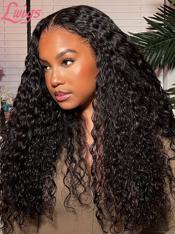 Loose Curly Virgin Human Hair Wigs For Black Women Middle Part HD Lace 13x6 Lace Front Wig Bleached knots Lwigs131