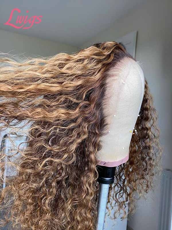 Loose Deep Curly Pre Colored Frontal Wig Undetectable HD Lace Human Hair 13x6 Lace Wig With Plucked Sight Knots Lwigs384
