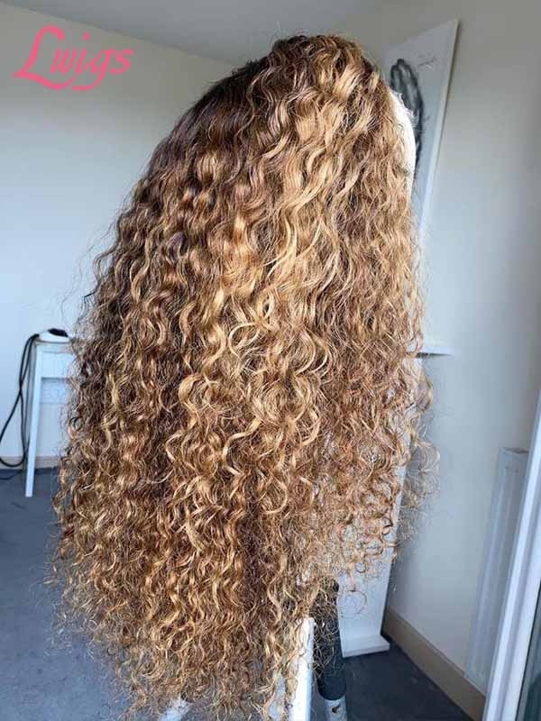 Loose Deep Curly Pre Colored Frontal Wig Undetectable HD Lace Human Hair 13x6 Lace Wig With Plucked Sight Knots Lwigs384