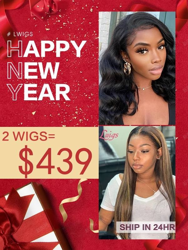 Lwigs 2023 New Year Sale For 2 Wigs Combo Deal Pay 1 Get 2 Straight And Wave 13x6 HD Lace Front Wigs NY108