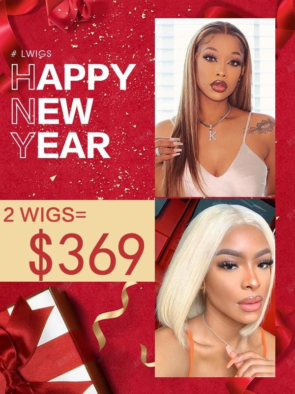 Lwigs 2022 New Year Sale Pay 1 Get 1 Free Lace Front Wigs Bleached Knots Highlight Color Wig With Pre-plucked Hairline NY103