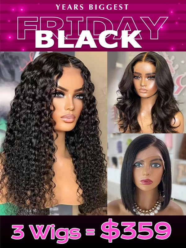 Lwigs 2023 Black Friday Special Offer Pay 1 Get 3 Wavy & Bob & Curly Hot Sale Hairstyles Lace Closure Wigs Combo Sale BZH02