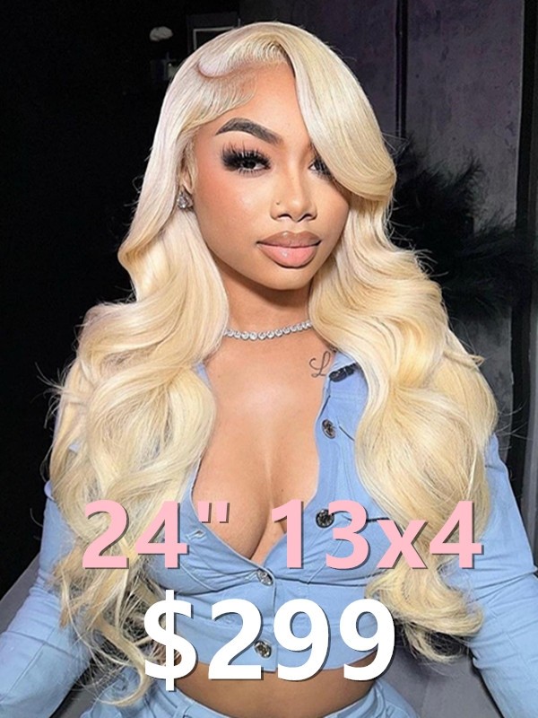 Lwigs 2025 Tax Refund Sale 150% Density Pre-Plucked 24 Inches #613 Blonde Color Wavy 13x4 HD Lace Front Wig TAX102