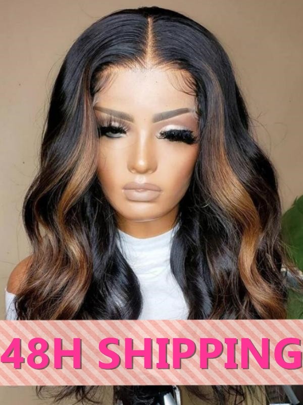 Lwigs 2025 Valentine's Day Sale 48H Shipping Ombre Highlight Color 22 Inches 150% Density Wavy 13x6 HD Lace Front Wig NY04