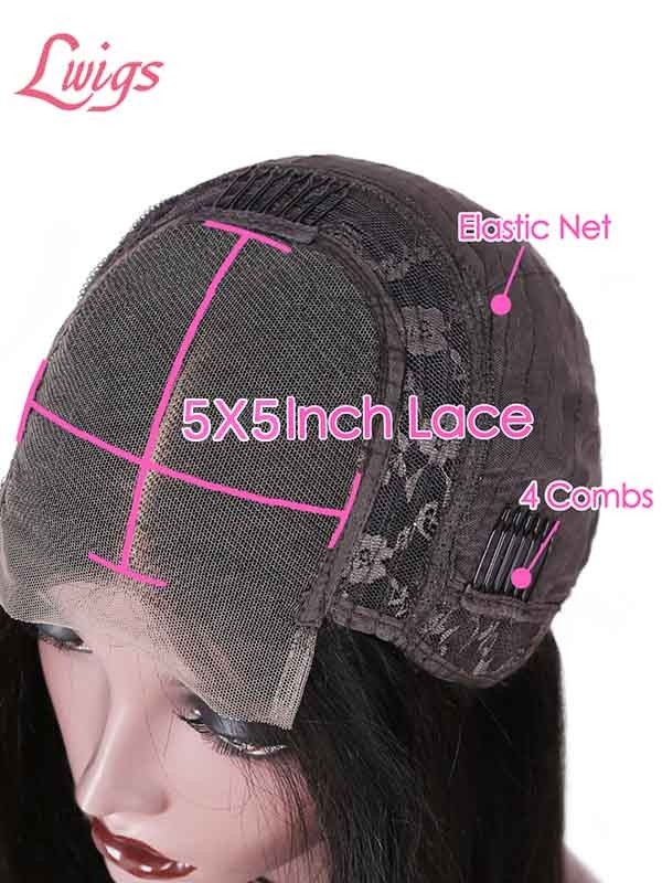 Silk Straight 100% Unprocessed Virgin Human Hair Short Bob Haircut 5x5 HD Lace Closure Wig With Baby Hair Lwigs417