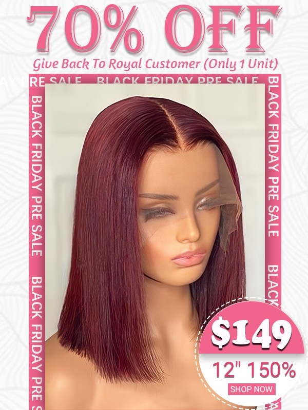 Lwigs Affordable 13x4 Front Wig Black Friday Presale Burgundy #99J Color Wigs Brazilian Human Hair Wigs For Black Women SD17