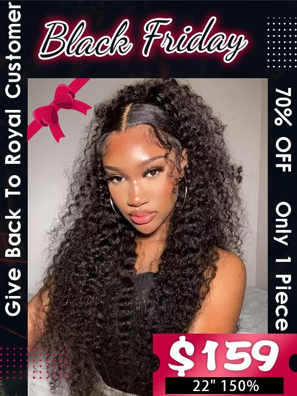 Lwigs Black Friday 2023 Special Offer Pre-plucked Hairline Natural Black Color 22 Inches 150% Density Curly 360 Lace Wigs BS15