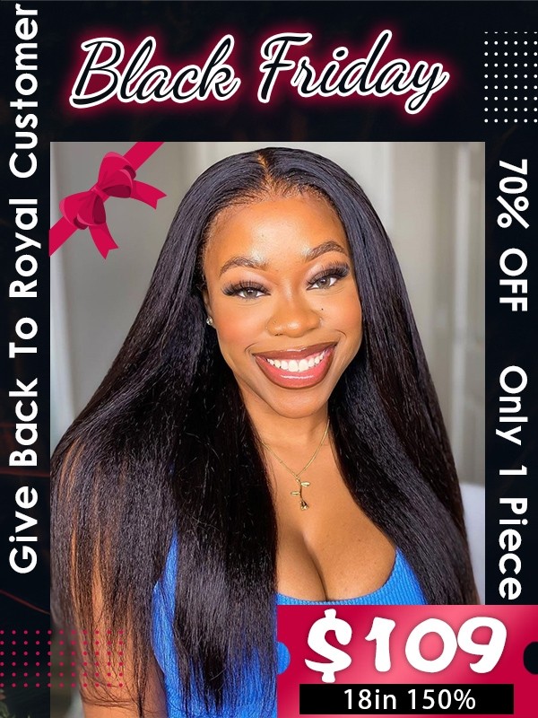Lwigs Black Friday Special Offer 18 Inches 150% Density Pre-plucked Hairline Kinky Straight 360 Lace Wig Only $109 BS02