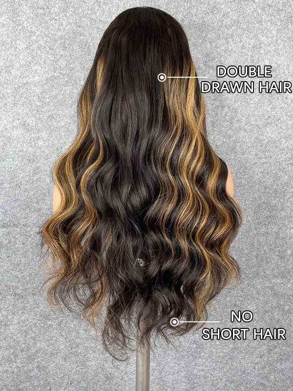 Lwigs Custom Wig Film HD Lace 20 Inches China Virgin Human Hair Body Wave 180% Density Ombre Highlight Color 13x6 Frontal Wig Custom08