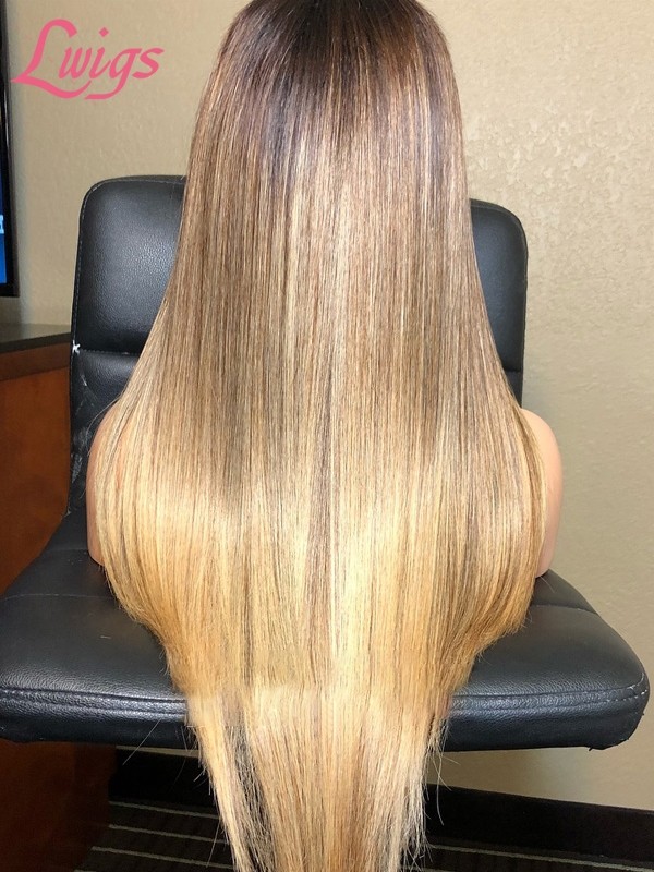 Lwigs Custom Wig Units Anthony Cuts Middle Part Straight Blonde Ombre With Highlights Wig Custom01