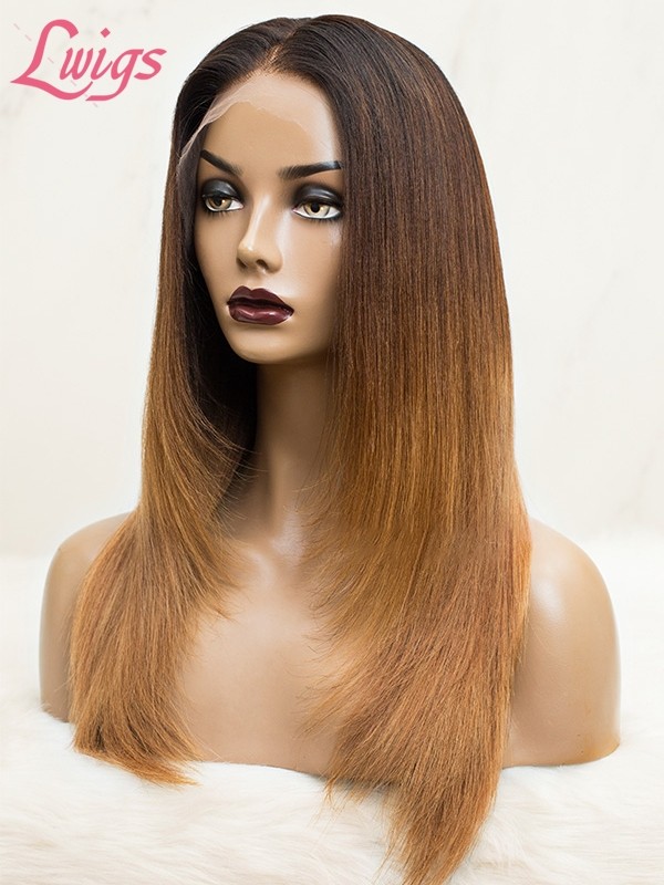 Lwigs Custom Wig Units Layer Cut Brown to Blonde Ombre Color Full Lace Wig Human Hair HD Lace Custom03