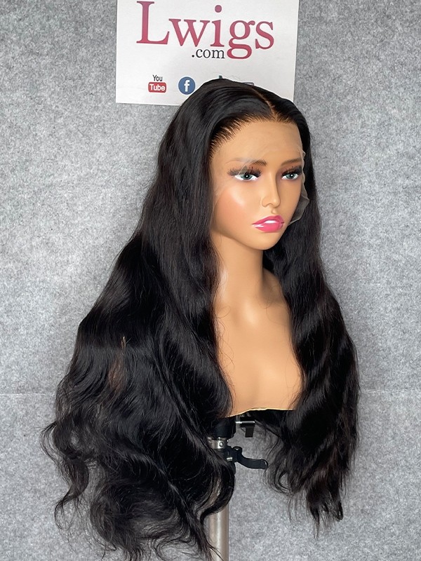 Lwigs Customized 100% Virgin Human Hair Body Wave 22 Inches 180% Density Pre-plucked Natural Hairline Glueless 13x6 Lace Frontal Wig Custom12