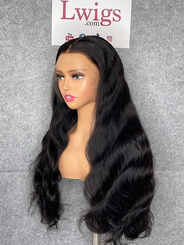 Lwigs Customized 100% Virgin Human Hair Body Wave 22 Inches 180% Density Pre-plucked Natural Hairline Glueless 13x6 Lace Frontal Wig Custom12