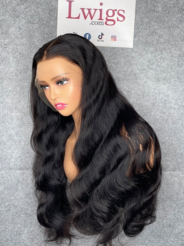 Lwigs Customized 100% Virgin Human Hair Body Wave 22 Inches 180% Density Pre-plucked Natural Hairline Glueless 13x6 Lace Frontal Wig Custom12