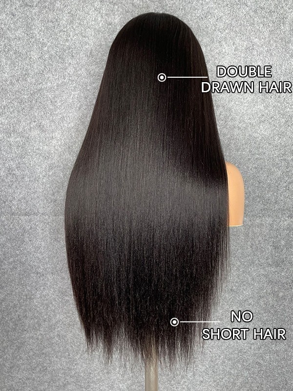 Lwigs Customized 100% Virgin Human Hair Light Yaki Straight 22 Inches 180% Density Bleached Knots Glueless 360 HD Lace Wig Custom13