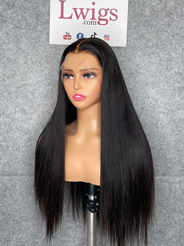 Lwigs Customized 100% Virgin Human Hair Silky Straight 20 Inches 180% Density Glueless 360 HD Lace Wig With Natural Hairline Custom14