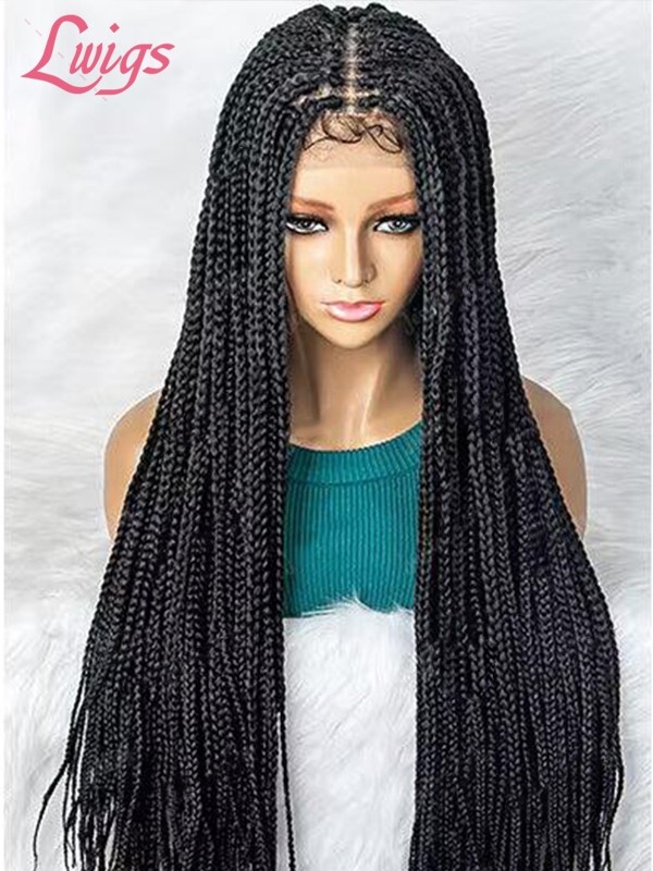 Lwigs Full Lace Knotless Real Box Braided Wig Fully Handmade Braids Wig for Women BD01