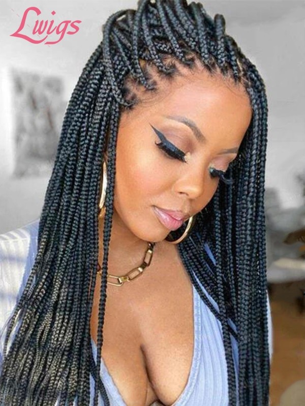 Lwigs Full Lace Knotless Real Box Braided Wig Fully Handmade Braids Wig for Women BD01