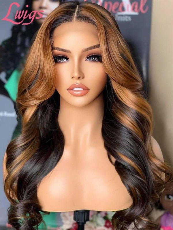 Lwigs Full Lace Wigs Back In Stock Beginner Friendly Body Wave Highlight Color HD 360 Lace Wig Bleached Knots NEW42