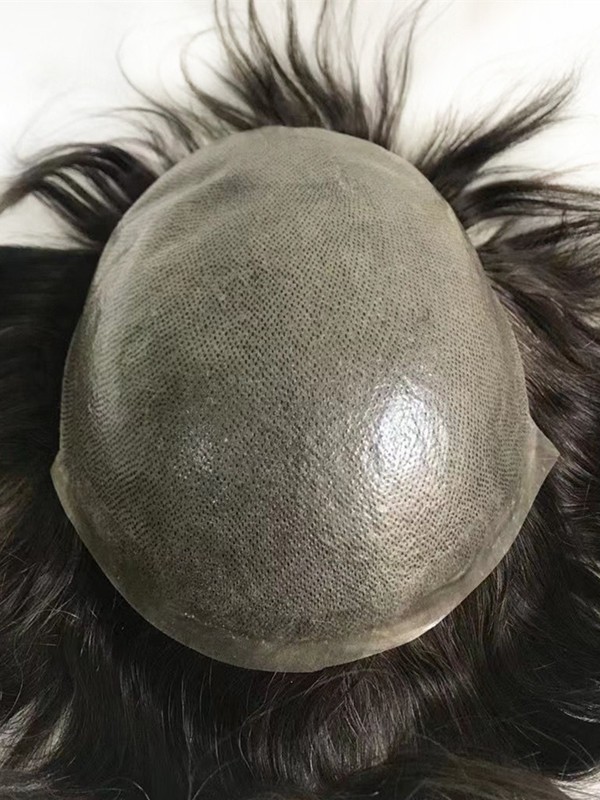 Lwigs Full Skin 0.08mm Thickness Male Hair Prosthesis Knots 6 Inches Toupee Men 8x10 Durable Indian Human Hair Wig for Men TP02