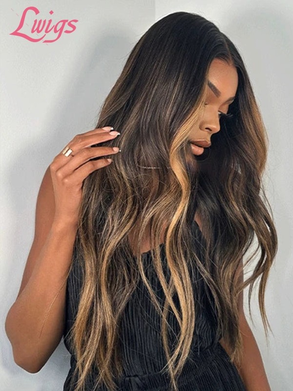 Lwigs Glueless Wigs Wavy 8x6 HIghlight Color Dream 007 Lace 100% Human Hair Wig LWX03