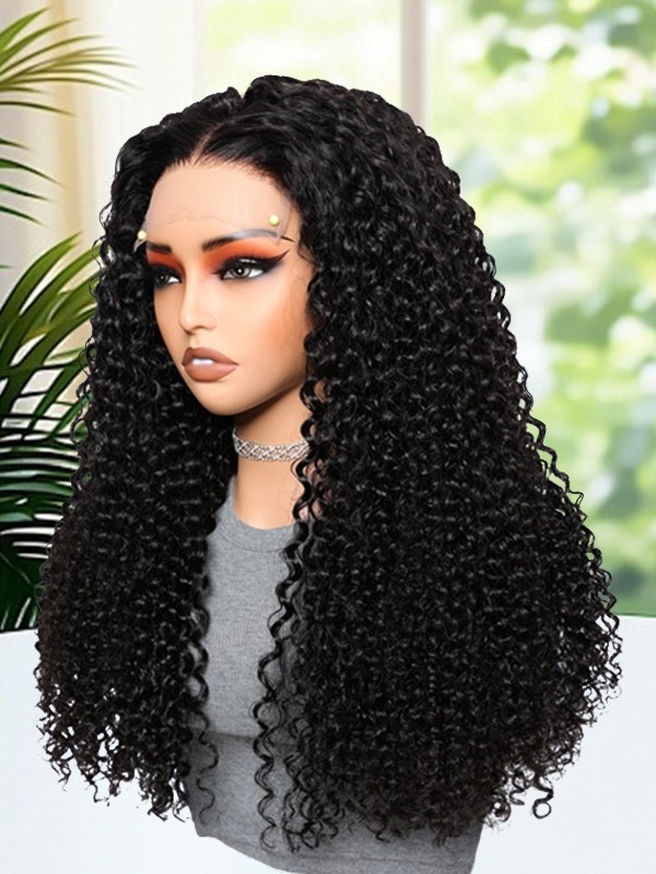 Lwigs Most-Fit 3 In 1 Half Wig Spanish Curl Quick Install Flip Over Curly Human Hair Wigs With Draw-string UD08