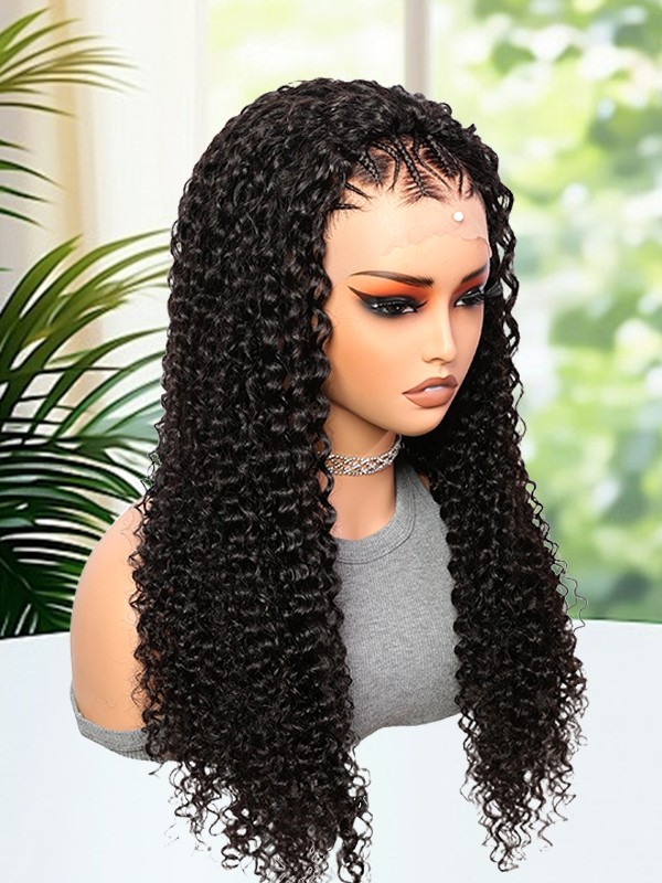 Lwigs Most-Fit 3 In 1 Half Wig Spanish Curl Quick Install Flip Over Curly Human Hair Wigs With Draw-string UD08
