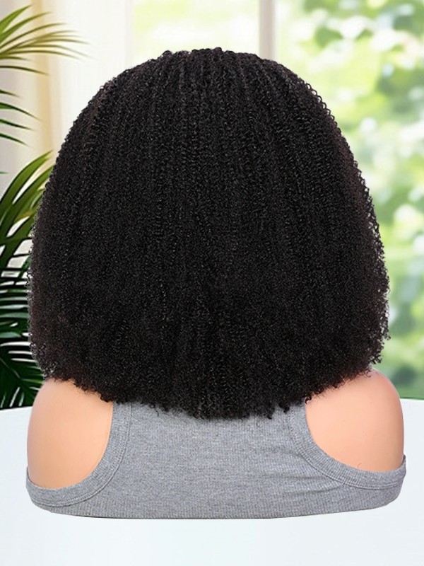 Lwigs Most-Fit Afro Kinky Curly Heavy 250% Density Put On & Go Invisible Drawstring Seamless Flip Over 3 In 1 Half Wig UD09