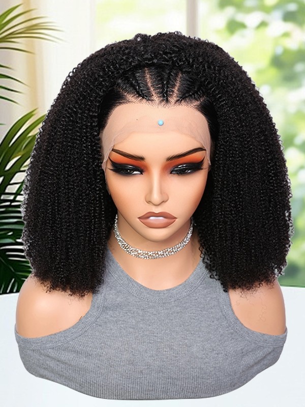 Lwigs Most-Fit Afro Kinky Curly Heavy 250% Density Put On & Go Invisible Drawstring Seamless Flip Over 3 In 1 Half Wig UD09