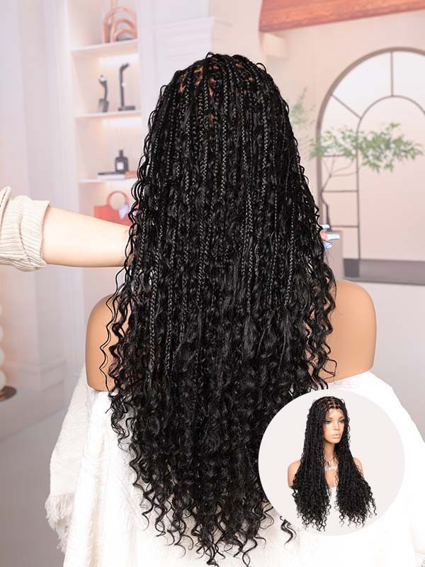 Lwigs Most-Fit Cap 180% Density Invisible Drawstring Real Skinlike HD Full Lace Knotless Long Braided Wig UD03 hot deal