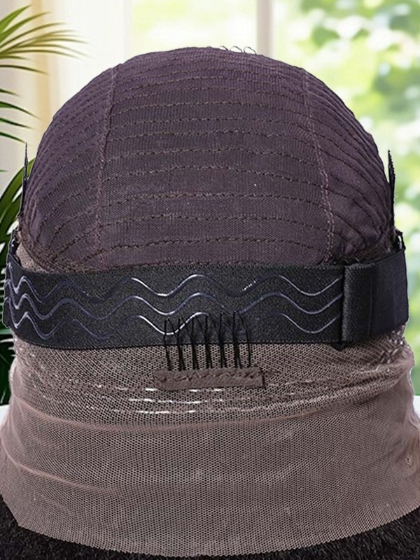 Lwigs Most-Fit Cap Kinky Straight Invisi-Drawstring Flexible Fit HD Lace 360 Glueless Wig With Bleached Knots UD25