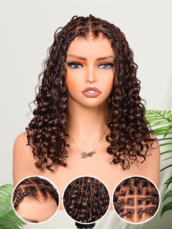 Lwigs Most-Fit Cap Light Weight Flexi-Fit Invisi Drawstring Full HD Lace Knotless Boho Curls Braided Wigs Super Natural Scalp UD10