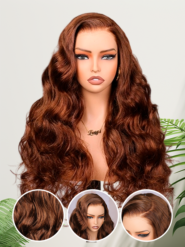 Lwigs Most-Fit Cap Sellers Recommend Chocolate Brown #4A Body Wave Versatile Styling Free-Part 11x6 HD Lace Frontal Wigs UD14