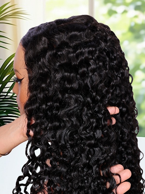 Lwigs Most-Fit Cap Super-thin Breathable HD Lace Water Wave Deep Parting 11x6 Skinlike HD Lace Frontal Wigs UD07