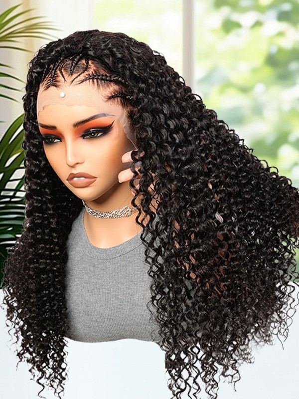 Lwigs Most-Fit 3 In 1 Half Wig Spanish Curl Quick Install Flip Over Curly Human Hair Wigs With Draw-string UD08