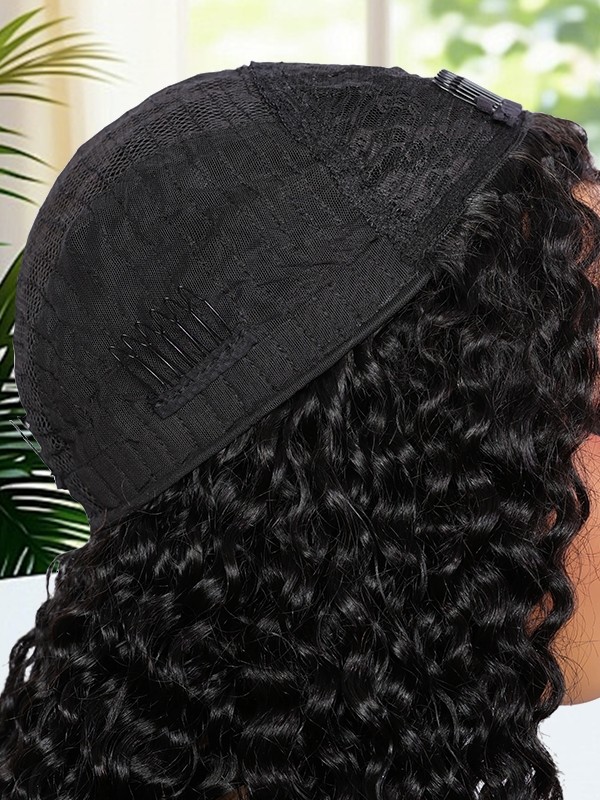 Lwigs Most-Fit 3 In 1 Half Wig Spanish Curl Quick Install Flip Over Curly Human Hair Wigs With Draw-string UD08